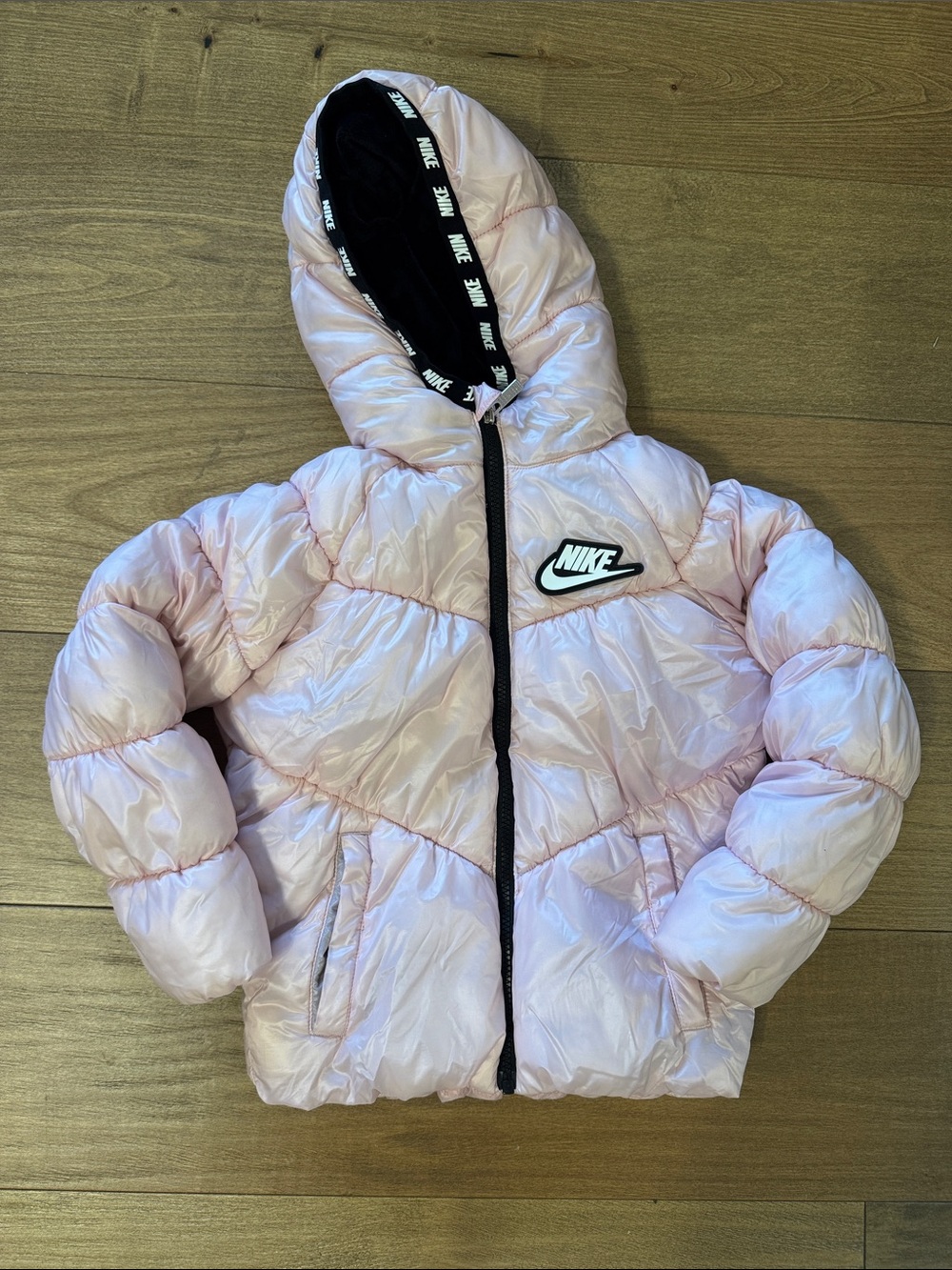 Nike Pink Kids Quilted Hooded Jacket